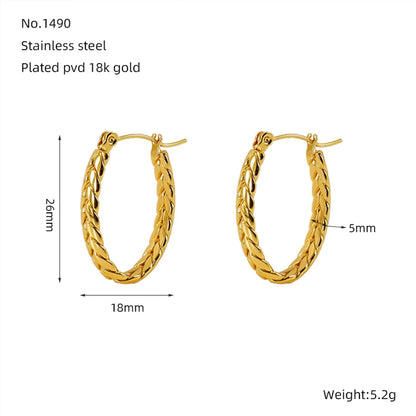 1 Pair Simple Style Classic Style Solid Color Plating 304 Stainless Steel 18K Gold Plated Earrings