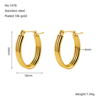 1 Pair Simple Style Classic Style Solid Color Plating 304 Stainless Steel 18K Gold Plated Earrings