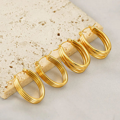 1 Pair Simple Style Classic Style Solid Color Plating 304 Stainless Steel 18K Gold Plated Earrings