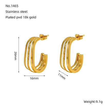 1 Pair Simple Style Classic Style Solid Color Plating 304 Stainless Steel 18K Gold Plated Earrings