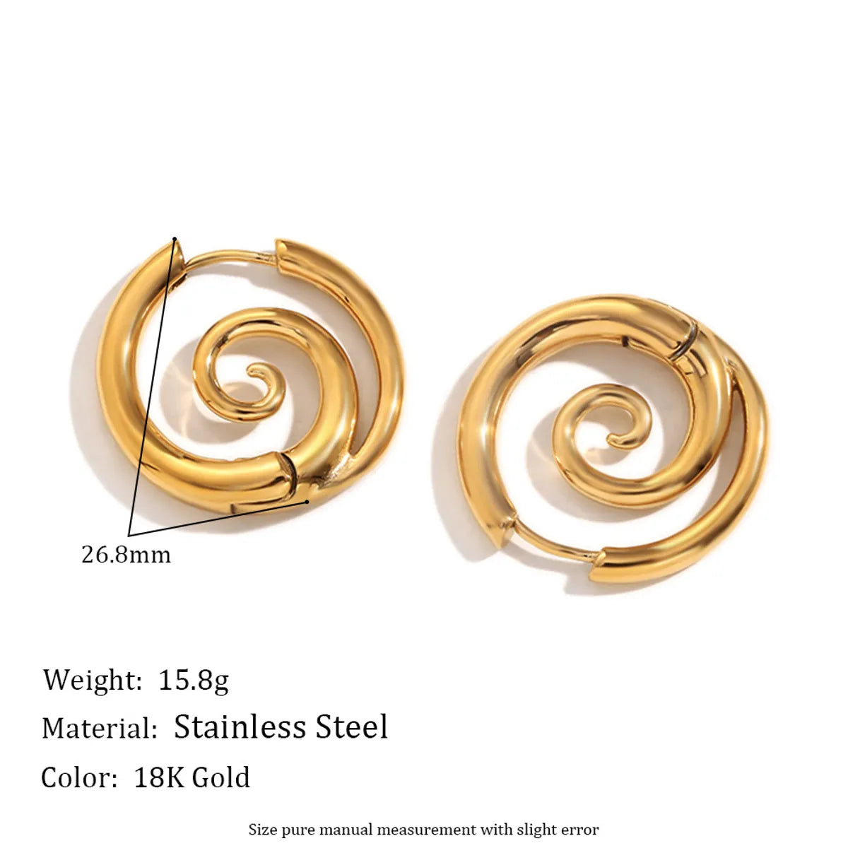 1 Pair Simple Style Classic Style Solid Color Plating 304 Stainless Steel Ear Studs