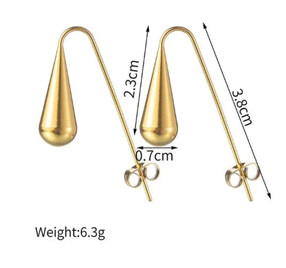 1 Pair Simple Style Classic Style Solid Color Plating 304 Stainless Steel Gold Plated Ear Studs