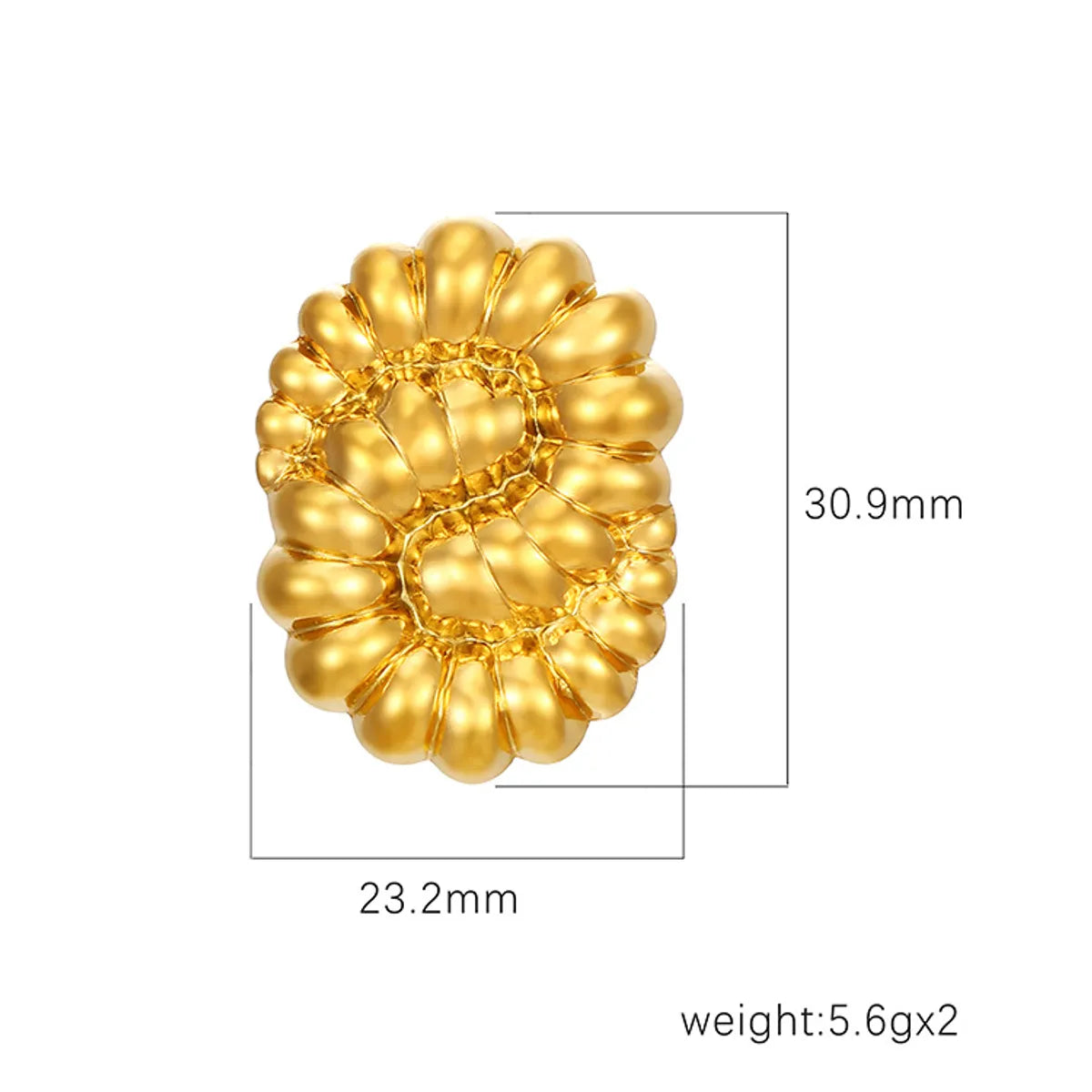 1 Pair Simple Style Classic Style Solid Color Plating 304 Stainless Steel Gold Plated Ear Studs