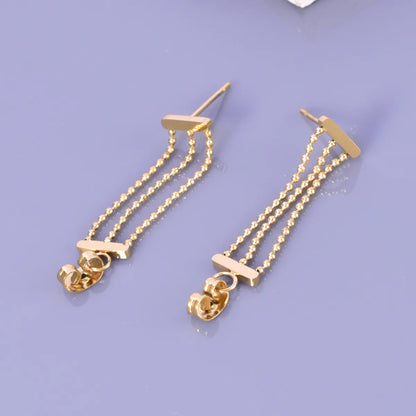 1 Pair Simple Style Classic Style Solid Color Plating 304 Stainless Steel Titanium Steel 18K Gold Plated Drop Earrings