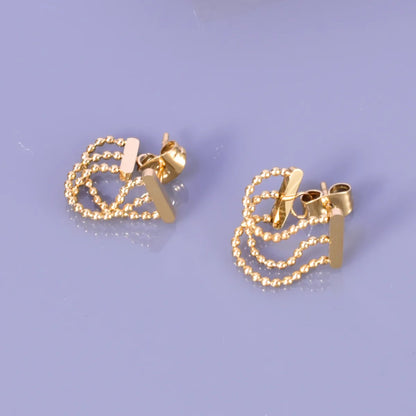 1 Pair Simple Style Classic Style Solid Color Plating 304 Stainless Steel Titanium Steel 18K Gold Plated Drop Earrings