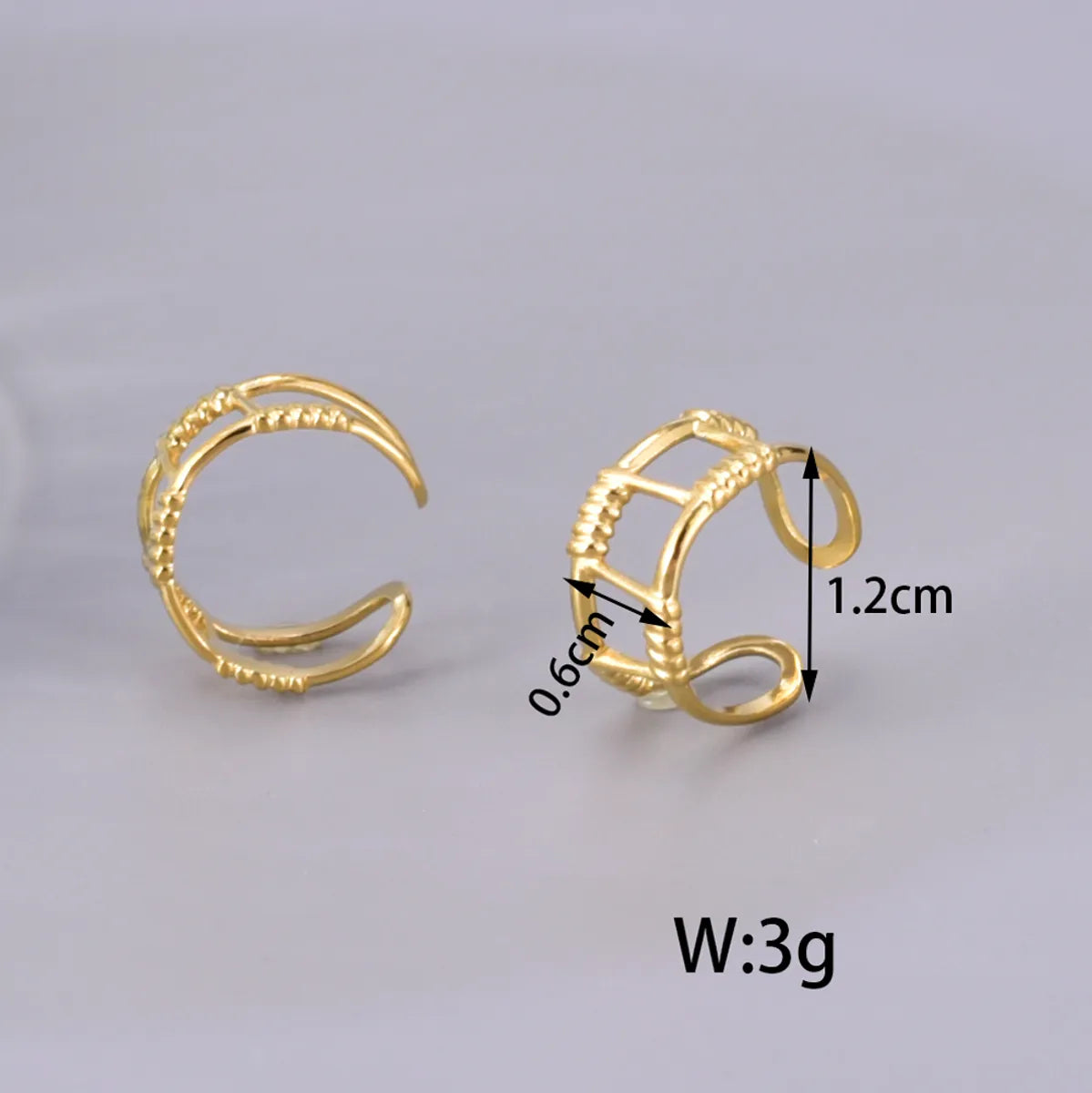 1 Pair Simple Style Classic Style Solid Color Plating 304 Stainless Steel Titanium Steel 18K Gold Plated Ear Cuffs