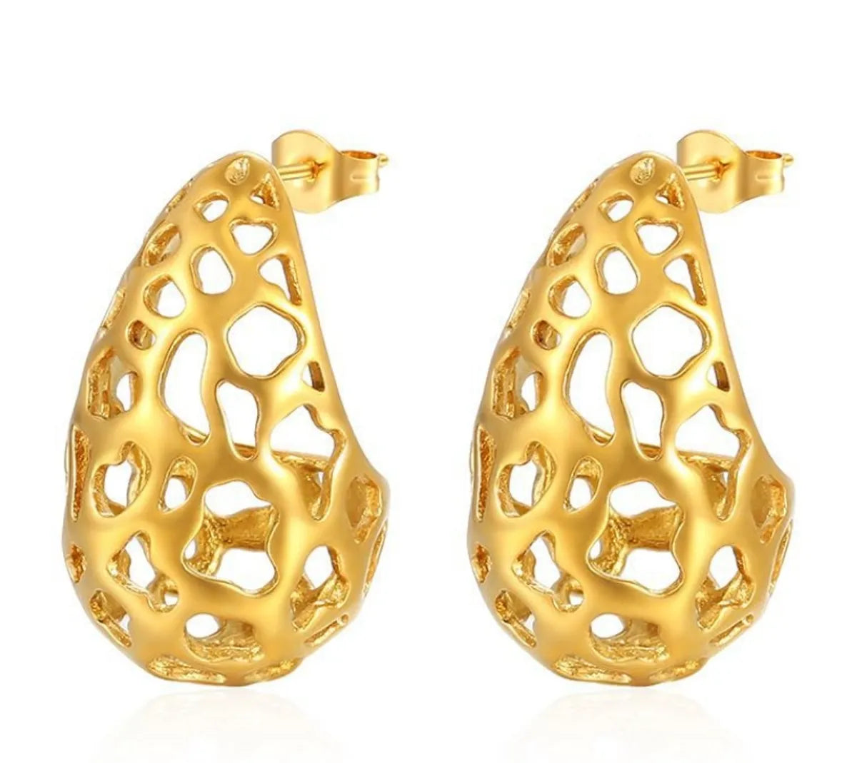 1 Pair Simple Style Classic Style Solid Color Plating 304 Stainless Steel Titanium Steel 18K Gold Plated Ear Studs