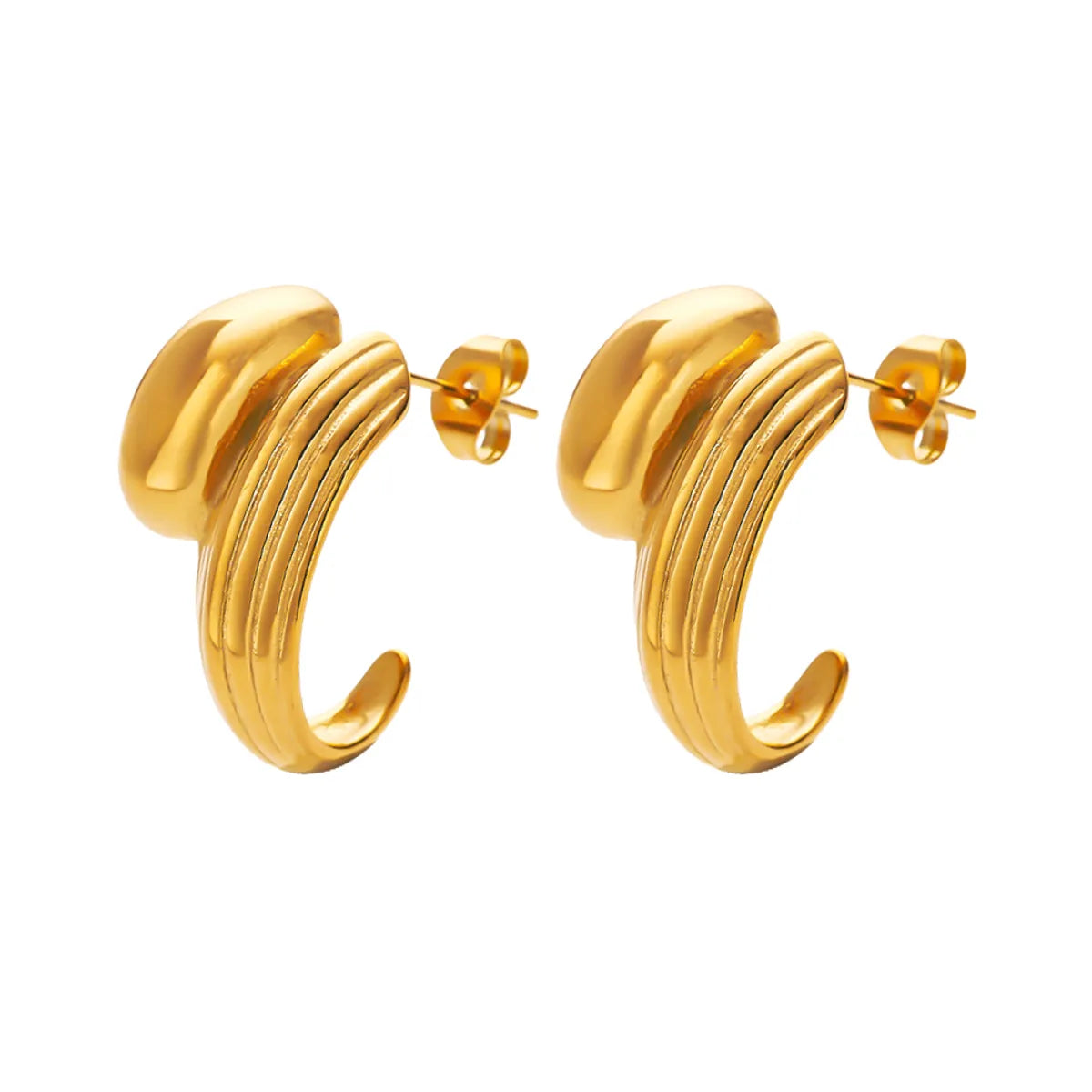 1 Pair Simple Style Classic Style Solid Color Plating 304 Stainless Steel Titanium Steel 18K Gold Plated Ear Studs