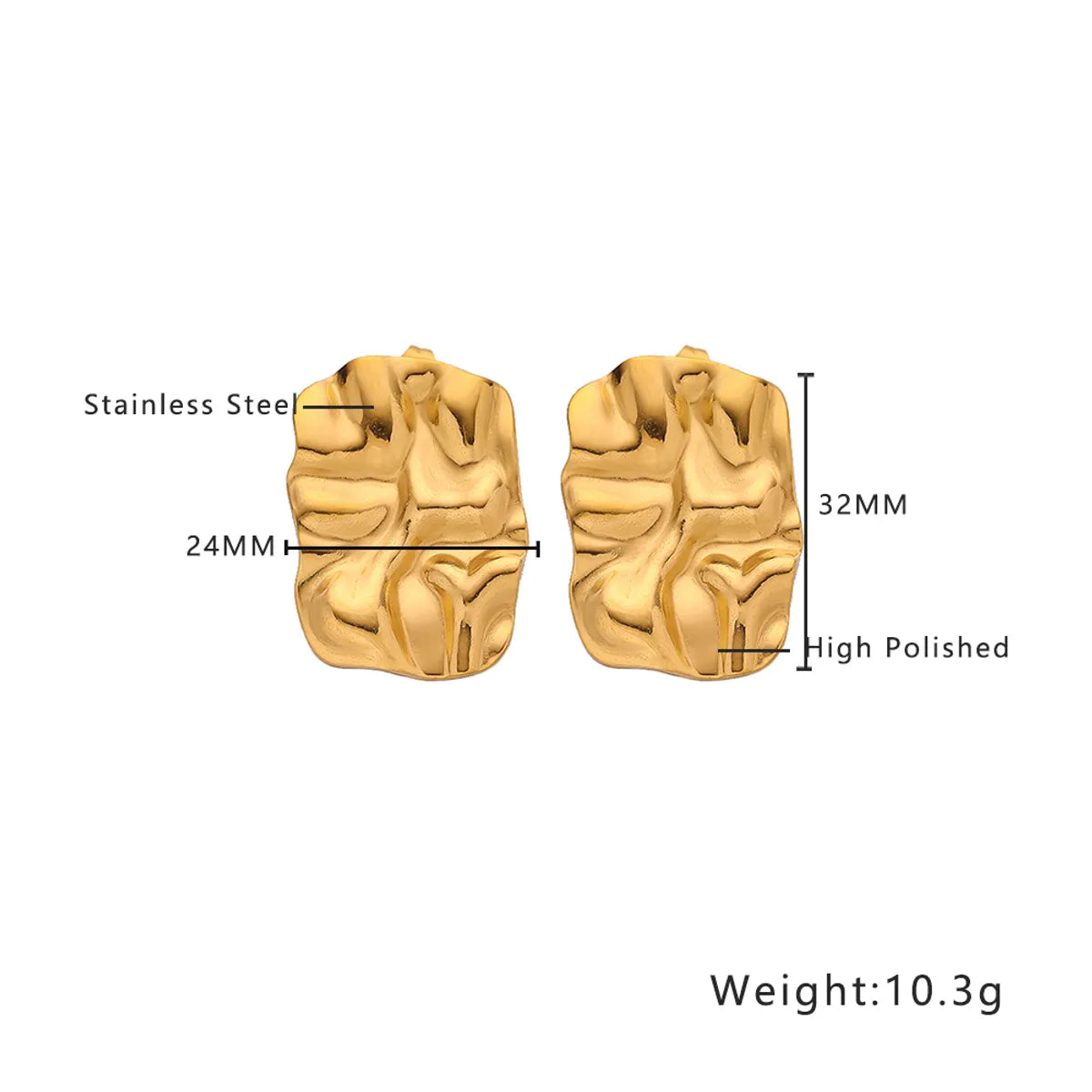 1 Pair Simple Style Classic Style Solid Color Plating 304 Stainless Steel Titanium Steel 18K Gold Plated Ear Studs