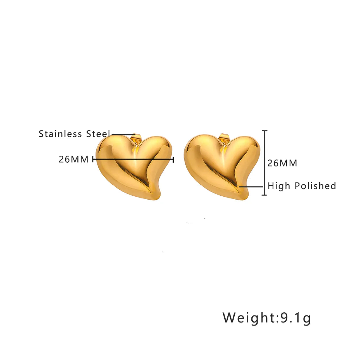 1 Pair Simple Style Classic Style Solid Color Plating 304 Stainless Steel Titanium Steel 18K Gold Plated Ear Studs