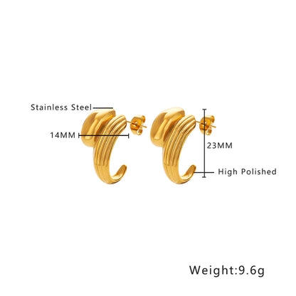 1 Pair Simple Style Classic Style Solid Color Plating 304 Stainless Steel Titanium Steel 18K Gold Plated Ear Studs