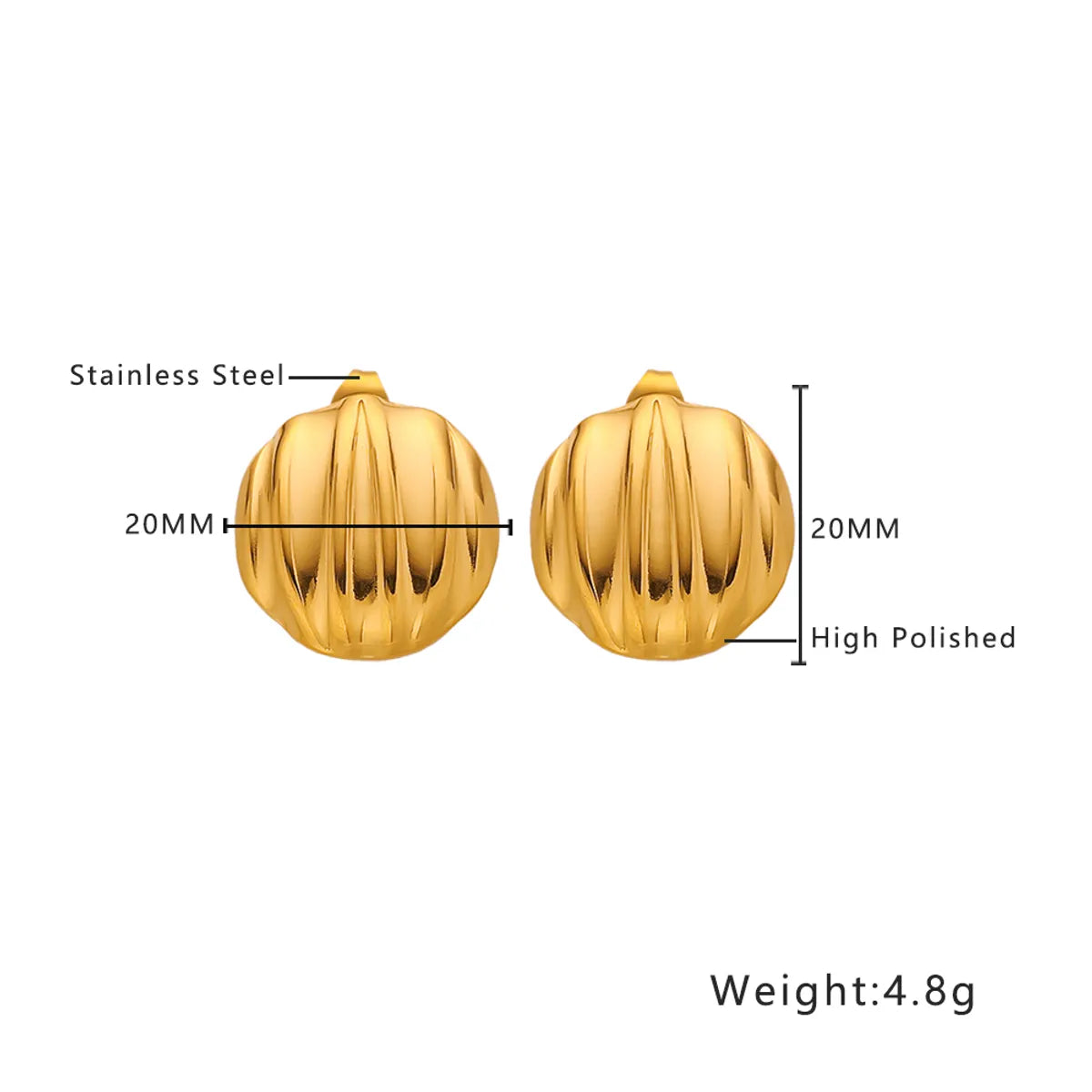 1 Pair Simple Style Classic Style Solid Color Plating 304 Stainless Steel Titanium Steel 18K Gold Plated Ear Studs