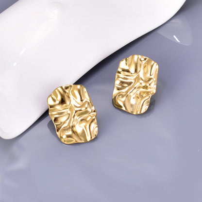 1 Pair Simple Style Classic Style Solid Color Plating 304 Stainless Steel Titanium Steel 18K Gold Plated Ear Studs