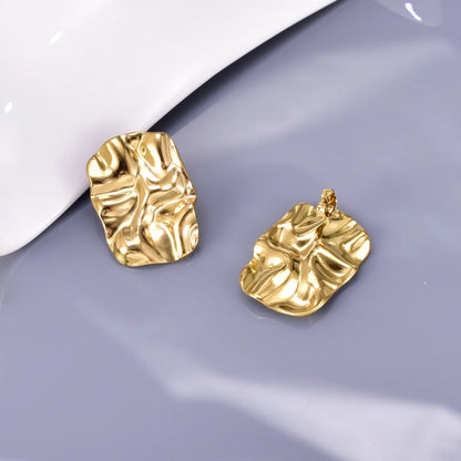 1 Pair Simple Style Classic Style Solid Color Plating 304 Stainless Steel Titanium Steel 18K Gold Plated Ear Studs