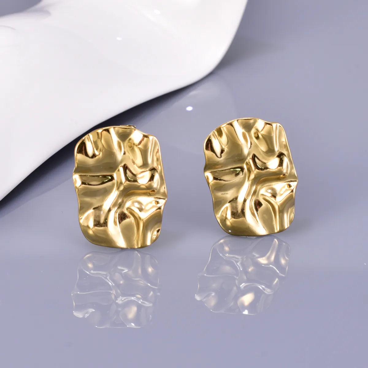 1 Pair Simple Style Classic Style Solid Color Plating 304 Stainless Steel Titanium Steel 18K Gold Plated Ear Studs