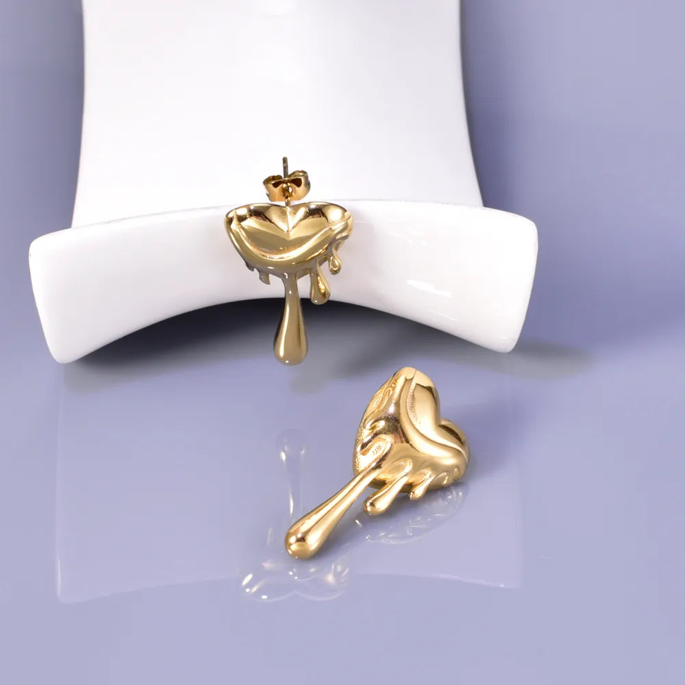 1 Pair Simple Style Classic Style Solid Color Plating 304 Stainless Steel Titanium Steel 18K Gold Plated Ear Studs