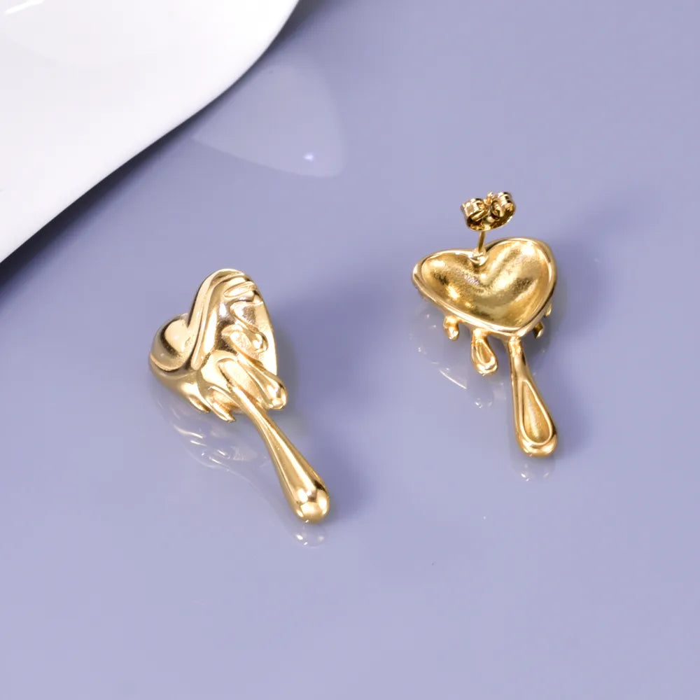 1 Pair Simple Style Classic Style Solid Color Plating 304 Stainless Steel Titanium Steel 18K Gold Plated Ear Studs