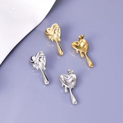 1 Pair Simple Style Classic Style Solid Color Plating 304 Stainless Steel Titanium Steel 18K Gold Plated Ear Studs