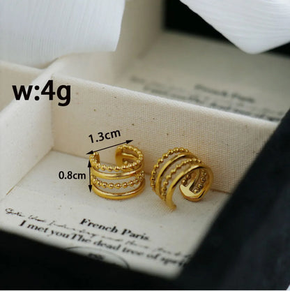 1 Pair Simple Style Classic Style Solid Color Plating 304 Stainless Steel Titanium Steel 18K Gold Plated Hoop Earrings