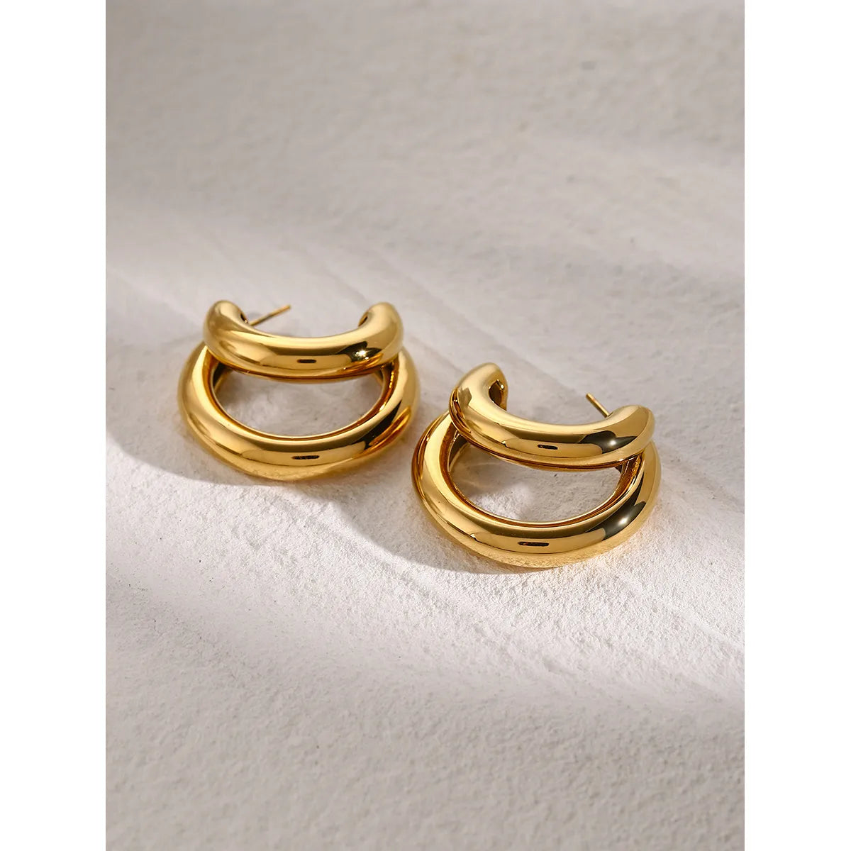 1 Pair Simple Style Classic Style Solid Color Plating 316 Stainless Steel  18K Gold Plated Ear Studs