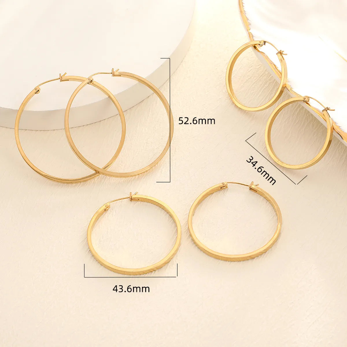 1 Pair Simple Style Classic Style Solid Color Plating 316 Stainless Steel  18K Gold Plated Earrings