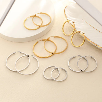 1 Pair Simple Style Classic Style Solid Color Plating 316 Stainless Steel  18K Gold Plated Earrings