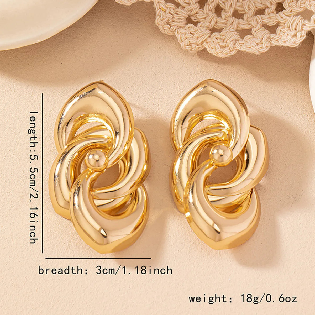 1 Pair Simple Style Classic Style Solid Color Plating Alloy Ear Studs