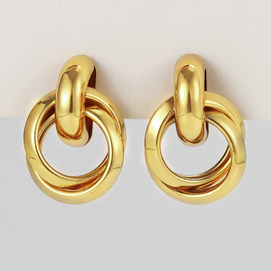 1 Pair Simple Style Classic Style Solid Color Plating Alloy Gold Plated Ear Studs