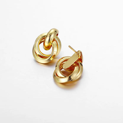 1 Pair Simple Style Classic Style Solid Color Plating Alloy Gold Plated Ear Studs