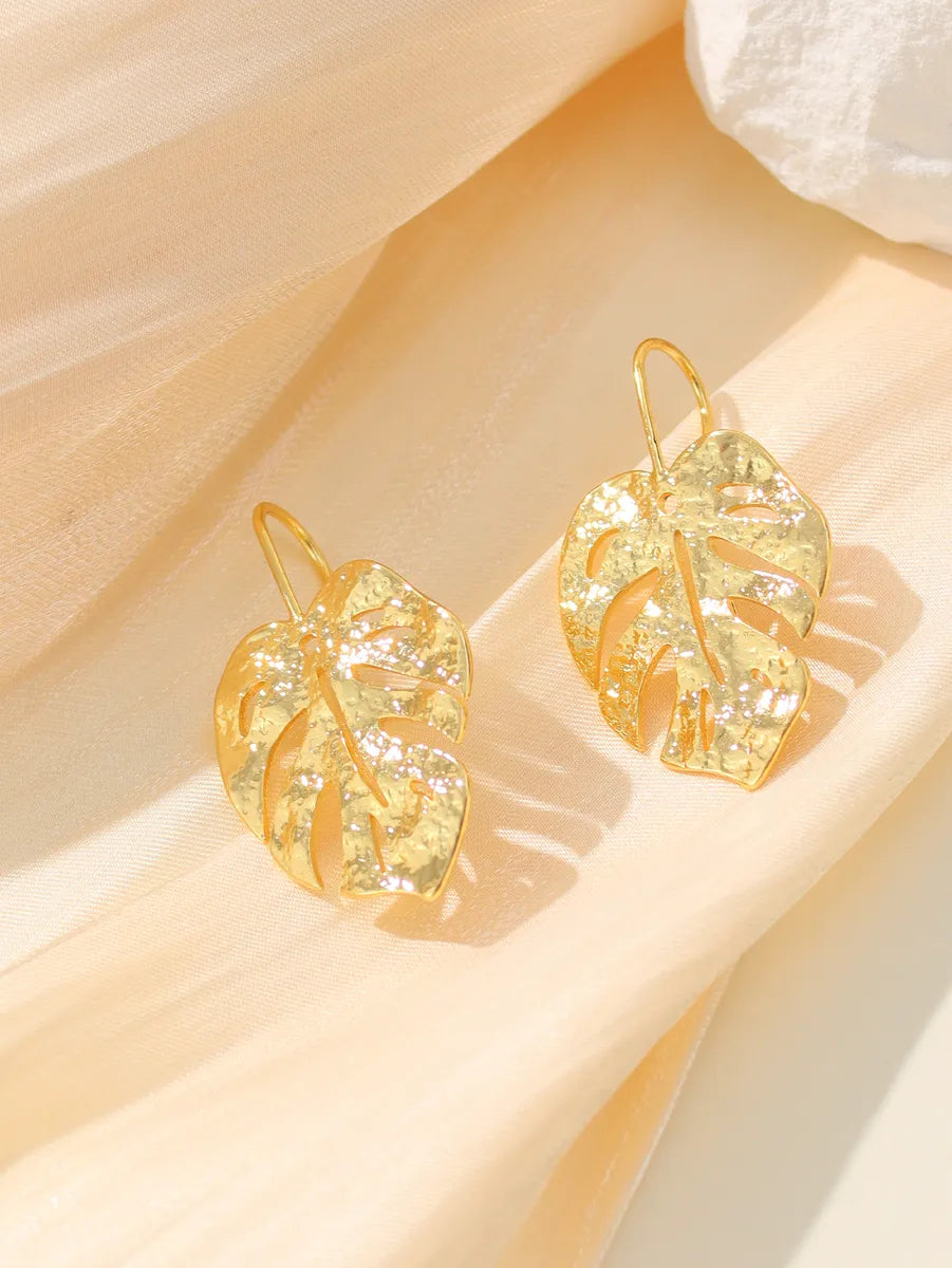 1 Pair Simple Style Classic Style Solid Color Plating Brass 18k Gold Plated Drop Earrings