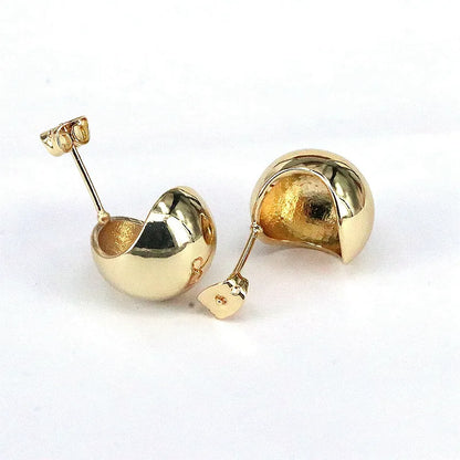 1 Pair Simple Style Classic Style Solid Color Plating Copper 18k Gold Plated Ear Studs