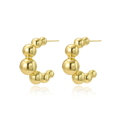 1 Pair Simple Style Classic Style Solid Color Plating Copper Gold Plated Ear Studs