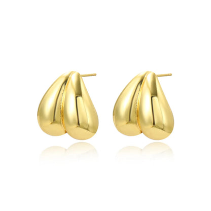 1 Pair Simple Style Classic Style Solid Color Plating Copper Gold Plated Ear Studs