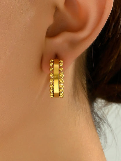 1 Pair Simple Style Classic Style Solid Color Plating Frill Titanium Steel 18k Gold Plated Gold Plated Ear Studs