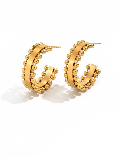 1 Pair Simple Style Classic Style Solid Color Plating Frill Titanium Steel 18k Gold Plated Gold Plated Ear Studs