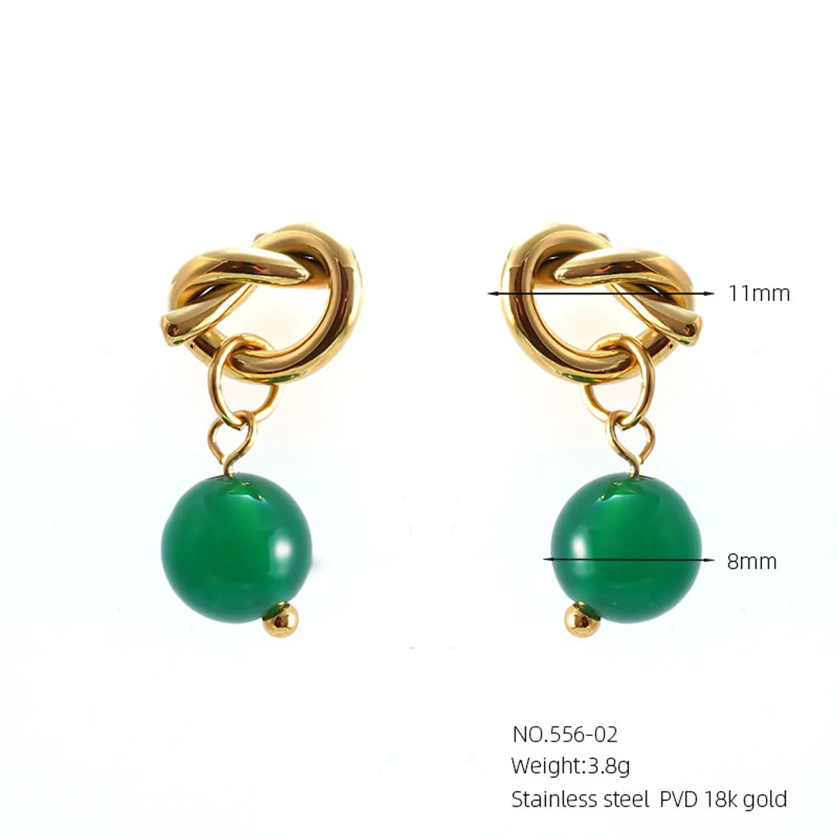 1 Pair Simple Style Classic Style Solid Color Plating Inlay 304 Stainless Steel Artificial Pearls Natural Stone 18K Gold Plated Ear Studs