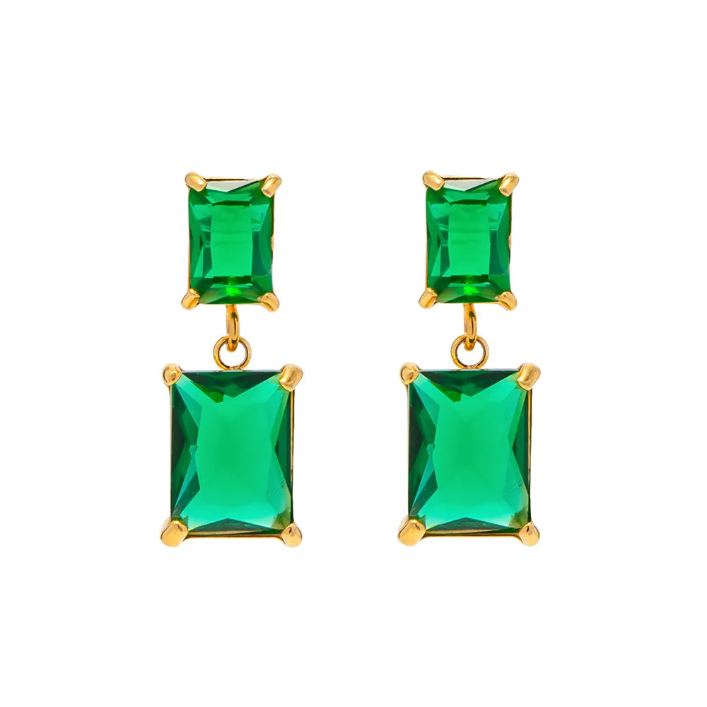 1 Pair Simple Style Classic Style Solid Color Plating Inlay 304 Stainless Steel Zircon 18K Gold Plated Ear Studs