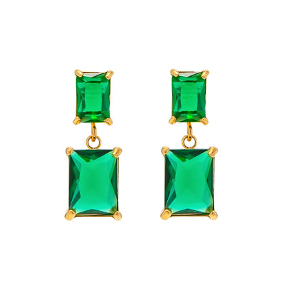 1 Pair Simple Style Classic Style Solid Color Plating Inlay 304 Stainless Steel Zircon 18K Gold Plated Ear Studs