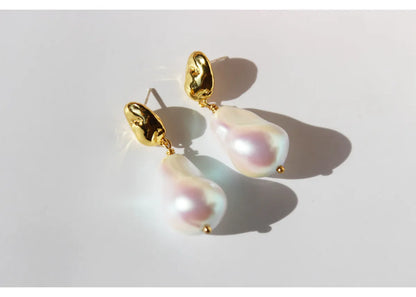 1 Pair Simple Style Classic Style Solid Color Plating Inlay Brass Pearl 24K Gold Plated Drop Earrings