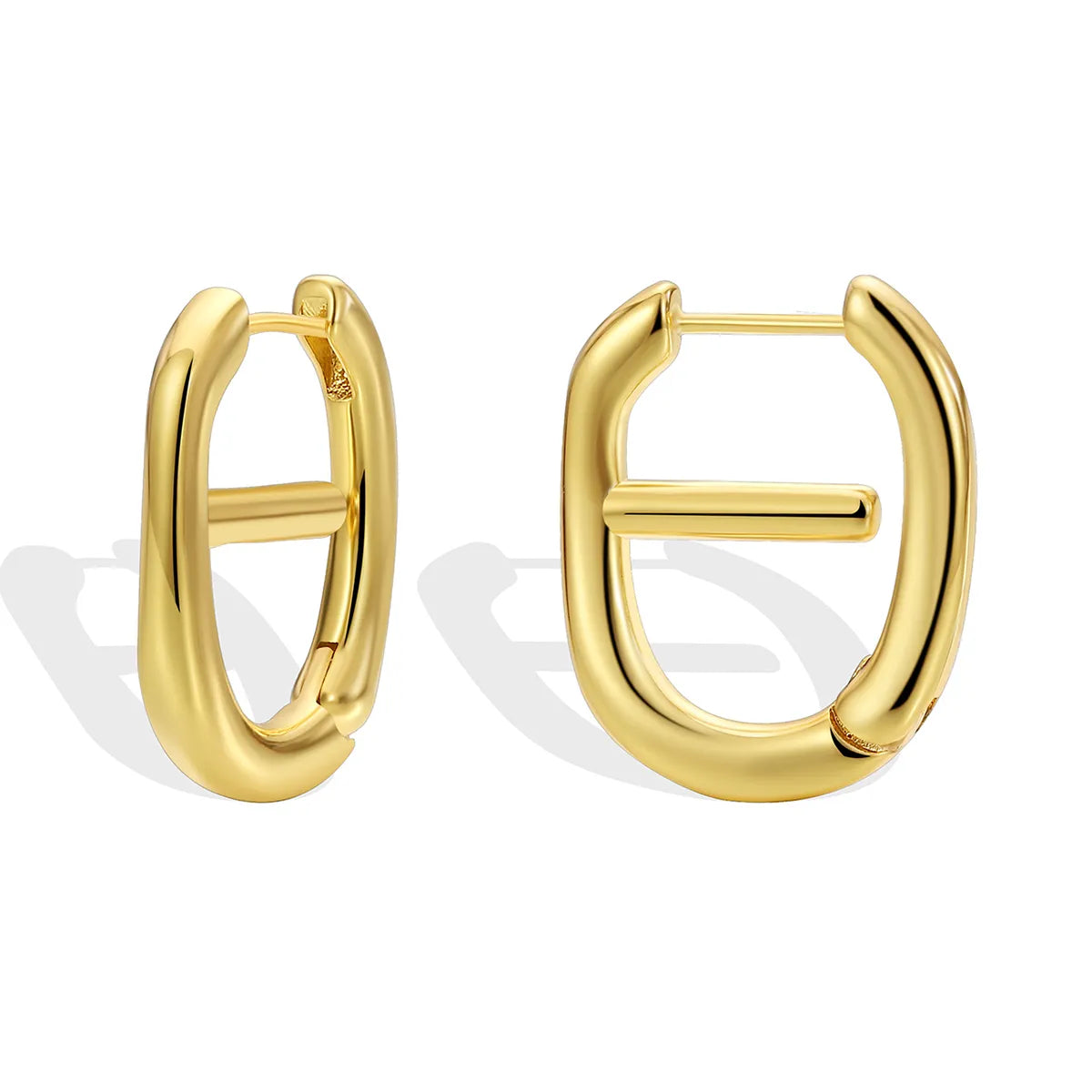 1 Pair Simple Style Classic Style Solid Color Plating Inlay Brass Zircon 18K Gold Plated Ear Studs