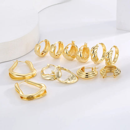 1 Pair Simple Style Classic Style Solid Color Plating Inlay Brass Zircon 18K Gold Plated Earrings