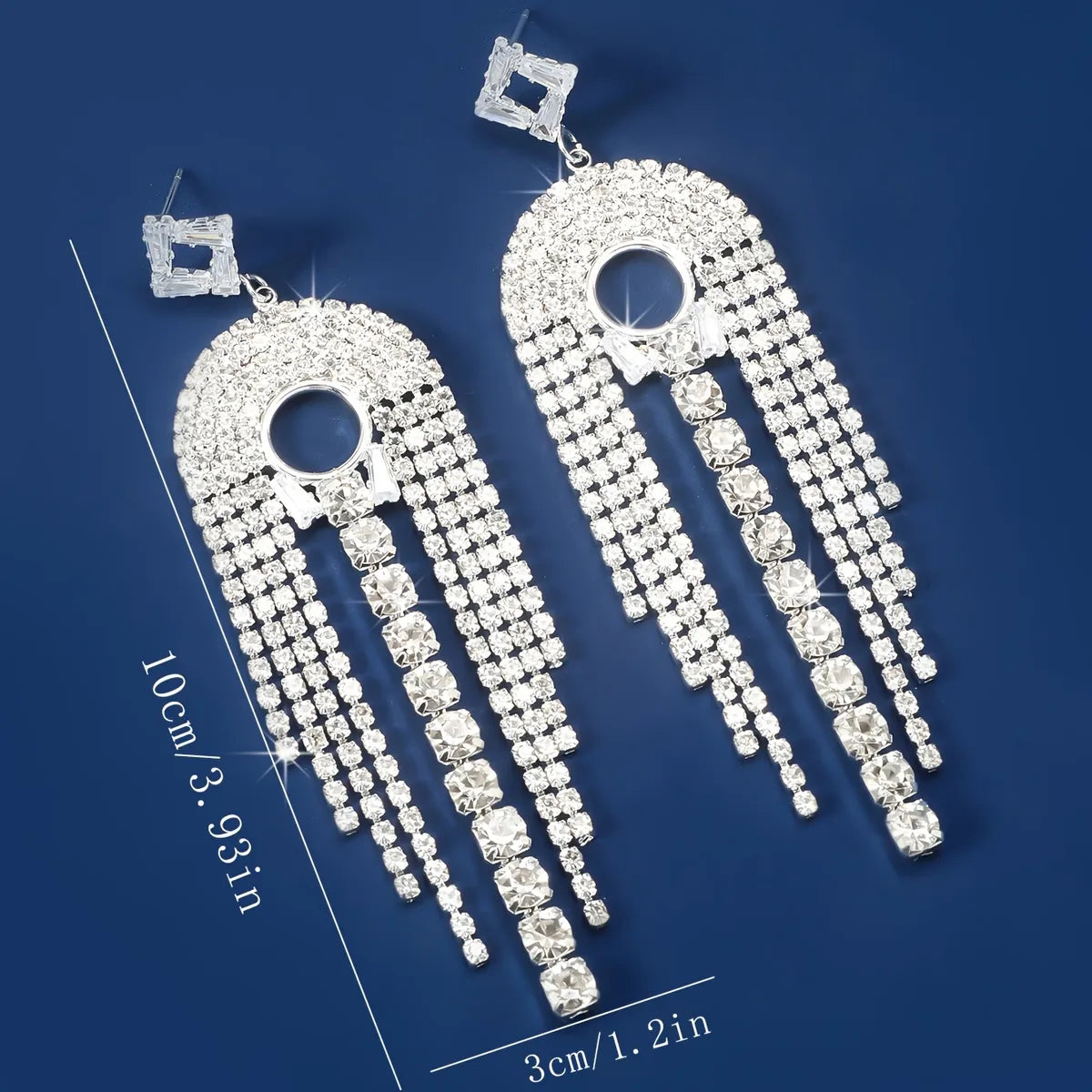 1 Pair Simple Style Classic Style Solid Color Plating Inlay Copper Rhinestones Zircon Silver Plated Drop Earrings