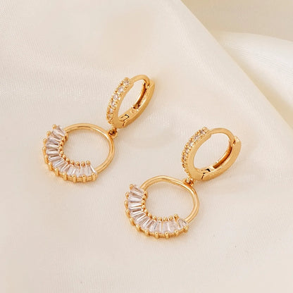 1 Pair Simple Style Classic Style Solid Color Plating Inlay Copper Zircon Gold Plated Earrings