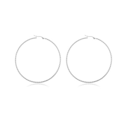 1 Pair Simple Style Classic Style Solid Color Plating Inlay Stainless Steel Artificial Diamond Hoop Earrings