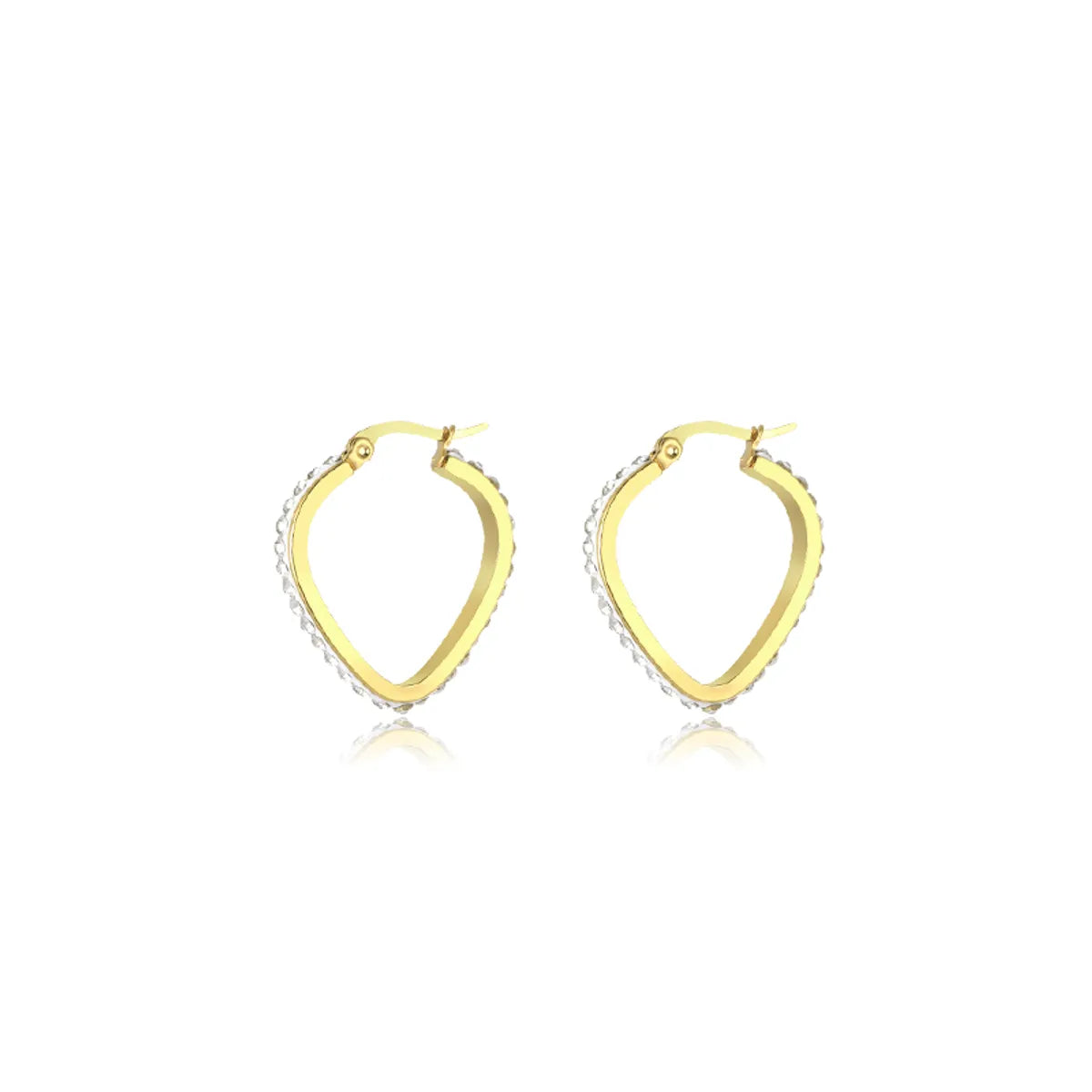 1 Pair Simple Style Classic Style Solid Color Plating Inlay Stainless Steel Artificial Diamond Hoop Earrings