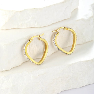 1 Pair Simple Style Classic Style Solid Color Plating Inlay Stainless Steel Artificial Diamond Hoop Earrings