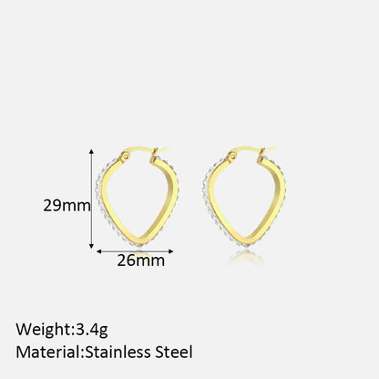 1 Pair Simple Style Classic Style Solid Color Plating Inlay Stainless Steel Artificial Diamond Hoop Earrings