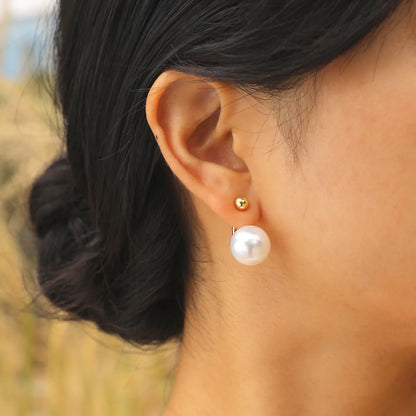 1 Pair Simple Style Classic Style Solid Color Plating Inlay Stainless Steel Artificial Pearls 18K Gold Plated Ear Studs