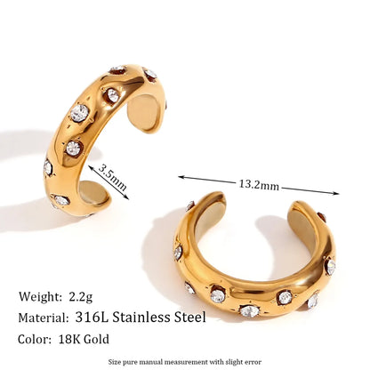 1 Pair Simple Style Classic Style Solid Color Plating Inlay Stainless Steel Rhinestones 18k Gold Plated Ear Studs