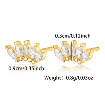 1 Pair Simple Style Classic Style Solid Color Plating Inlay Sterling Silver Zircon White Gold Plated Gold Plated Ear Studs